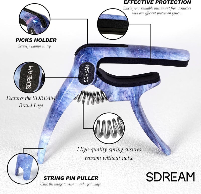 SDREAM Guitar Capo For 6-String Electric and Acoustic Guitars (Starry Blue) - Image 2